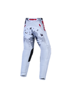 Alpinestars calças Fluid Lone juventude, calças de motocross em camuflado cinzento e branco com pormenores vermelhos.