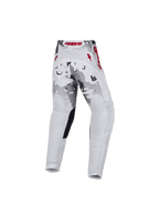 Alpinestars calças Fluid Lone juventude 2027, camuflado cinzento e branco, detalhes vermelhos, vista traseira, motocross.