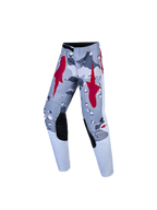 Alpinestars Youth Fluid Lone, calças de motocross para juventude, cinzentas camufladas e vermelhas, com joelhos reforçados
