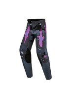 Calças Alpinestars Fluid Lone Juventude, calças de motocross e off-road, cinzento camuflado e roxo, em polifabric durável.