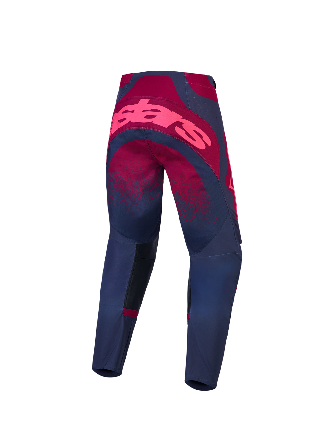 Alpinestars Calças Stella Techstar Swan e Stella Techstar Swan Gear Set, calças de motocross para mulher, carmesim e cinzento escuro, vista traseira, ajuste de corrida