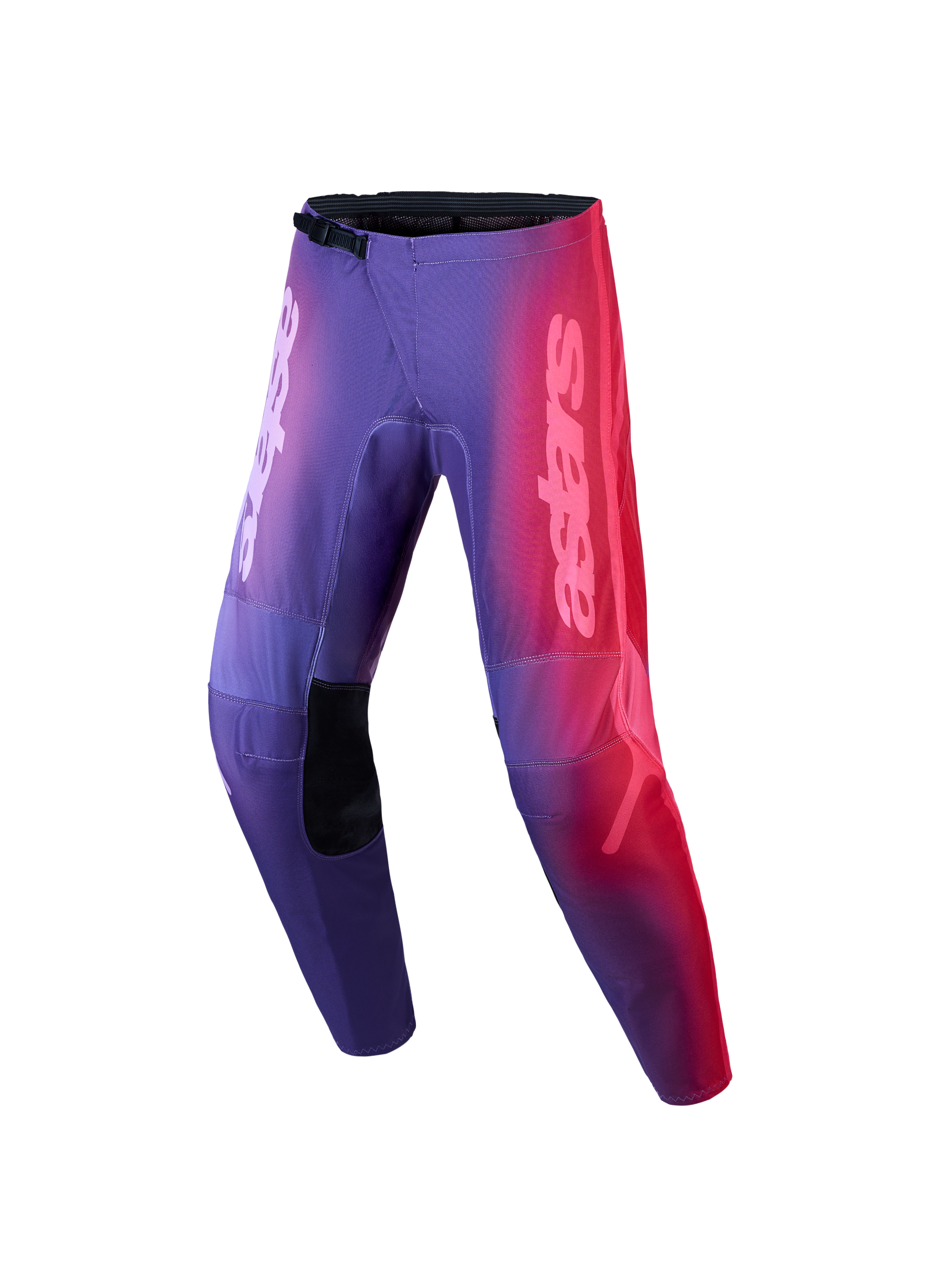 Alpinestars Stella Fluid Kepler, calças de motocross para mulher, degradê roxo e vermelho, design off-road com logótipo astars.