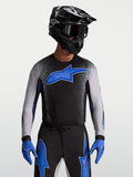 Alpinestars Camisola Supertech Hiten AFD, camisola de motocross para homem, preta e azul, com ajuste atlético pro.