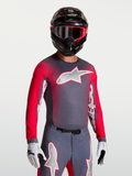 Alpinestars Supertech Hiten AFD, camisola de motocross para homem, cinzenta e vermelha fluo, malha respirável perfurada