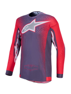 Alpinestars Supertech Hiten AFD, camisola de motocross para homem, cinzenta e vermelha fluo, malha elástica ventilada.