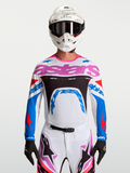 Alpinestars camisola Supertech Dyna, camisola de motocross para homem, branca e azul, malha elástica leve e respirável