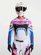 Alpinestars camisola Supertech Dyna, camisola de motocross para homem, branca e azul, malha elástica leve e respirável