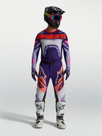 Alpinestars Camisola Supertech Dyna, camisola de motocross para homem, roxo e violeta com detalhes rosa fluo, construção técnica de alto desempenho.