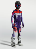 Alpinestars Supertech Dyna Gear Set, conjunto de motocross para homem, roxo e rosa fluorescente, em malha elástica leve.