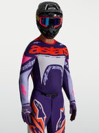 Alpinestars Supertech Dyna, camisola de motocross para homem, roxa e violeta com rosa fluo, malha elástica e corte atlético