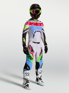 Alpinestars Camisola Supertech Dyna 2027 e Gear Set, conjunto de motocross para homem, lilás claro e verde fluo, ajuste atlético.