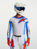 Alpinestars Supertech Vesta Jersey, Men's Motocross Gear, Light Lilac and Red with blue accents and breathable mesh panels.
