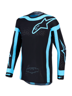 Alpinestars Camisola Supertech Vesta AND Supertech Vesta Gear Set, camisola de motocross para homem, preta e turquesa, com perfurações a laser e corte atlético
