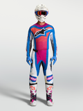 Alpinestars Techstar Maven, camisola e Gear Set de motocross azul e rosa, ajuste atlético ergonómico.