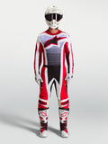 Alpinestars Techstar Maven, conjunto de motocross para homem, vermelho e branco, ajuste atlético de corrida.