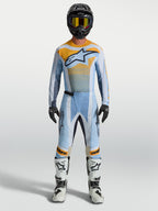 Alpinestars Camisola Techstar Maven e Gear Set, equipamento de motocross para homem, azul-claro e laranja, ajuste atlético.