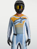 Alpinestars Techstar Maven Jersey, blue and orange men's motocross top with athletic fit and laser-cut ventilation.
