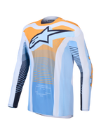 Alpinestars Camisola Techstar Maven, camisola de motocross azul e laranja para homem, ajuste atlético e respirável.