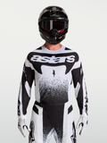 Alpinestars Techstar Swan, camisola de motocross para homem, preta e branca, ajuste atlético em tecido elástico.