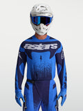 Alpinestars camisola Techstar Swan, camisola de motocross azul e azul escuro para homem, ajuste ergonómico de corrida.