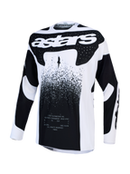 Alpinestars Techstar Swan, camisola de motocross para homem, branca e preta, em tecido elástico leve e ventilado.