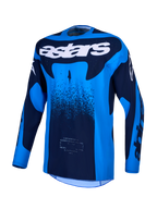 Alpinestars camisola Techstar Swan, para motocross, azul e azul escuro, com ventilação a laser e tecido respirável.