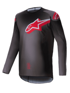 Alpinestars Camisola Supertech Lipan 2025, camisola de motocross off-road para homem, fumo e vermelho vivo, corte atlético ultraleve com perfurações cortadas a laser