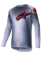 Camisola Supertech Lipan 2025, camisola de motocross para homem, cinzenta e laranja fluo, corte atlético leve com ventilação perfurada a laser