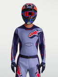Alpinestars Racer Air Hunt, camisola de motocross para homem, roxa e rosa fluorescente, malha respirável, ajuste de corrida