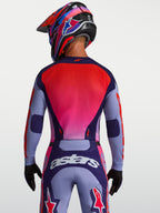 Alpinestars Racer Air Hunt, camisola de motocross para homem, roxa e rosa fluo, malha respirável, vista traseira