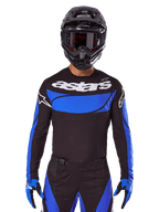 Alpinestars Techstar Dreem 2025, conjunto e camisola de motocross, preto e azul, equipamento para corridas todo-o-terreno.