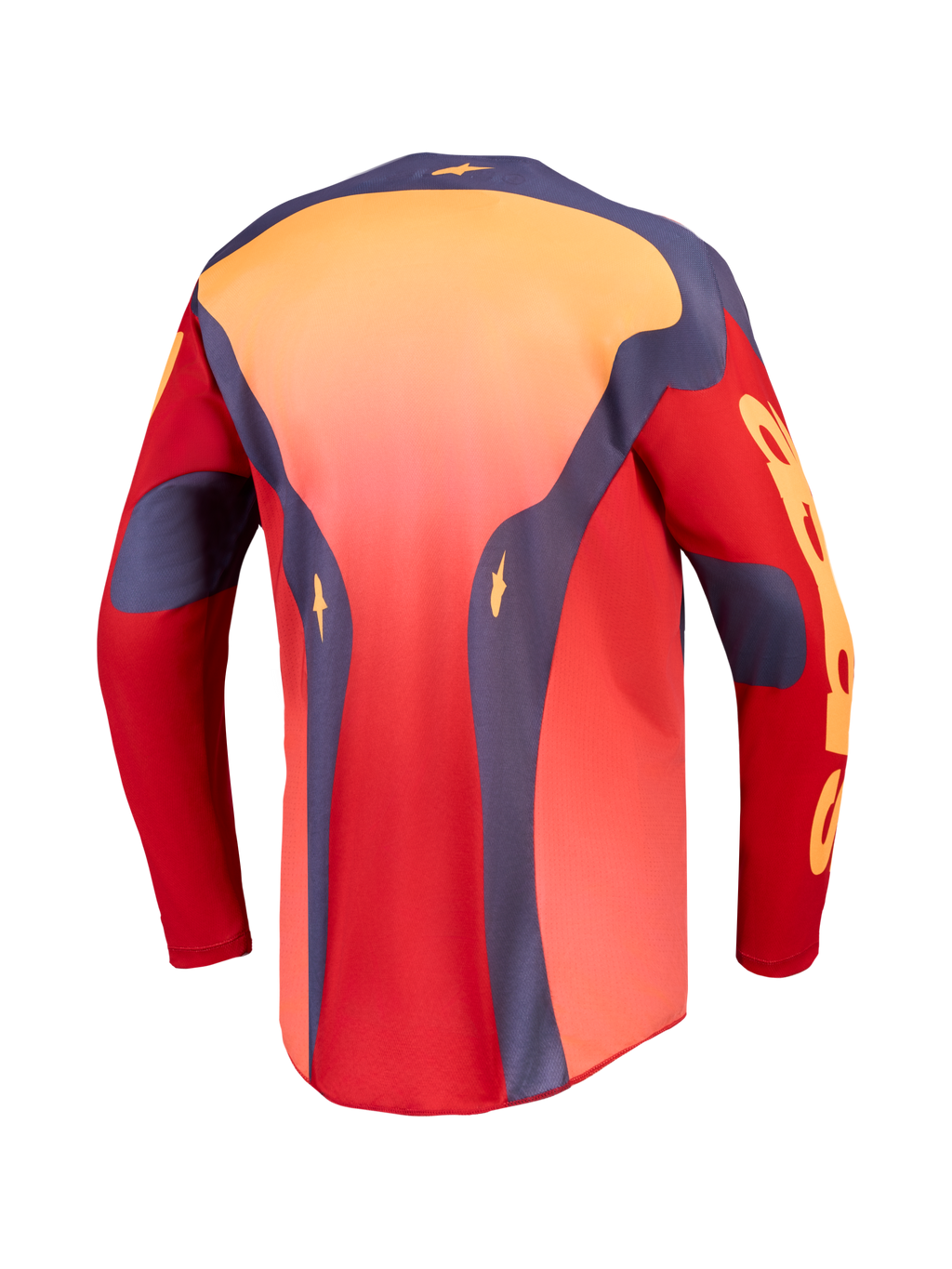Alpinestars Camisola Racer Hunt, camisola de motocross vermelha e cinzenta para homem com bainha traseira alongada.