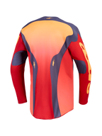 Alpinestars Camisola Racer Hunt, camisola de motocross vermelha e cinzenta para homem com bainha traseira alongada.