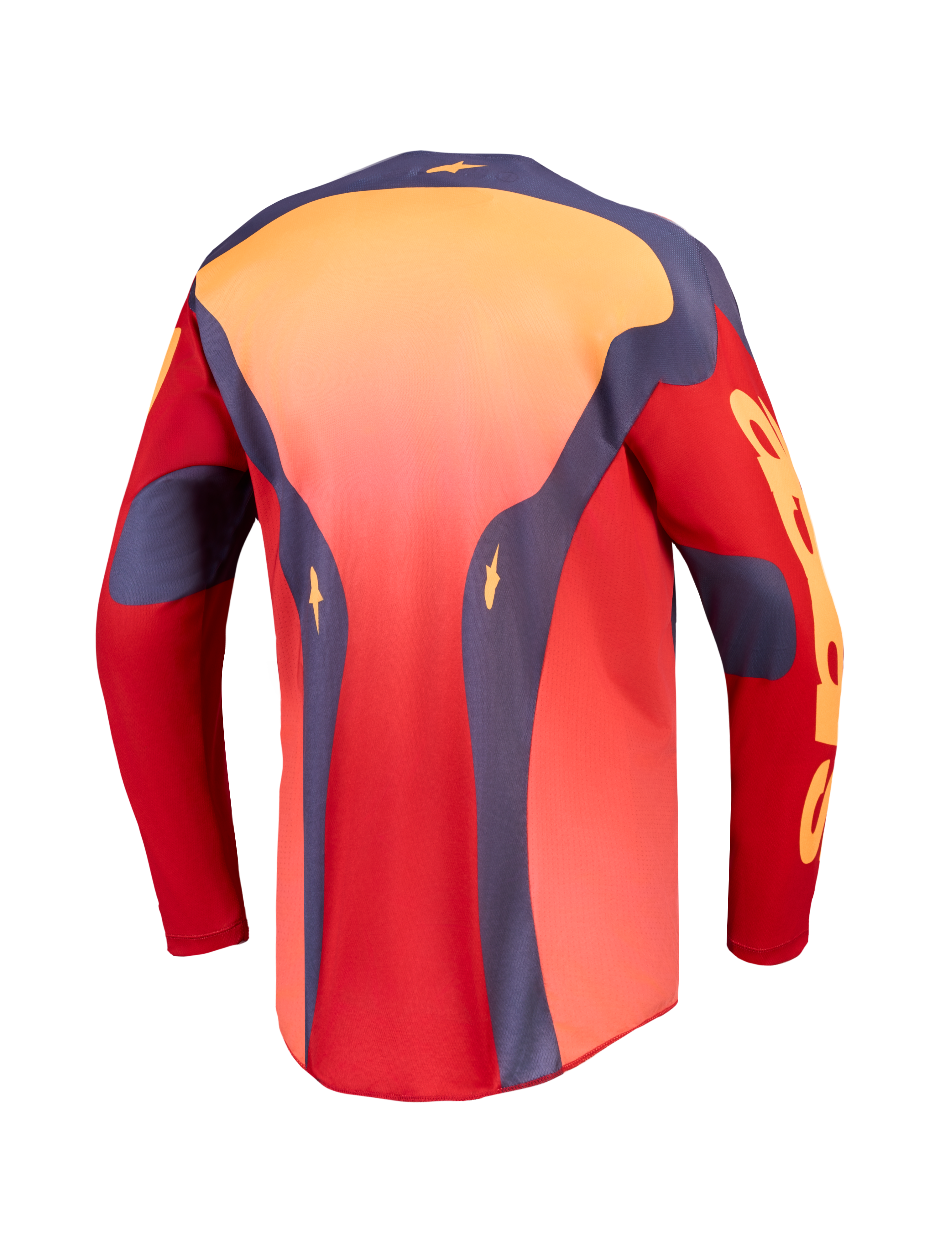 Alpinestars Camisola Racer Hunt, camisola de motocross vermelha e cinzenta para homem com bainha traseira alongada.