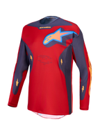 Alpinestars Racer Hunt, camisola de motocross para homem, vermelha e cinzenta, tecido técnico com logótipo de estrela.