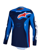 Alpinestars Camisola Racer Hunt, camisola de motocross para homem, azul e vermelha, construção em polifabric que absorve a humidade, design ergonómico de alto desempenho