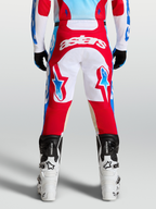 Alpinestars Calças Racer Hunt, calças de motocross para homem, vermelhas e brancas, vista traseira, construção de pernas pré-curvada