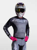 Camisola Alpinestars Racer Amber em cinzento e lilás, camisola de motocross para homem com painéis de malha respiráveis