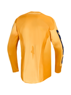 Alpinestars camisola e conjunto Racer Amber 2027, vista traseira de motocross laranja e azul que absorve a humidade.