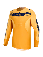 Alpinestars Camisola Racer Amber, camisola de motocross para homem, laranja e azul escuro, com logótipo astars no peito, material leve e respirável para todo-o-terreno