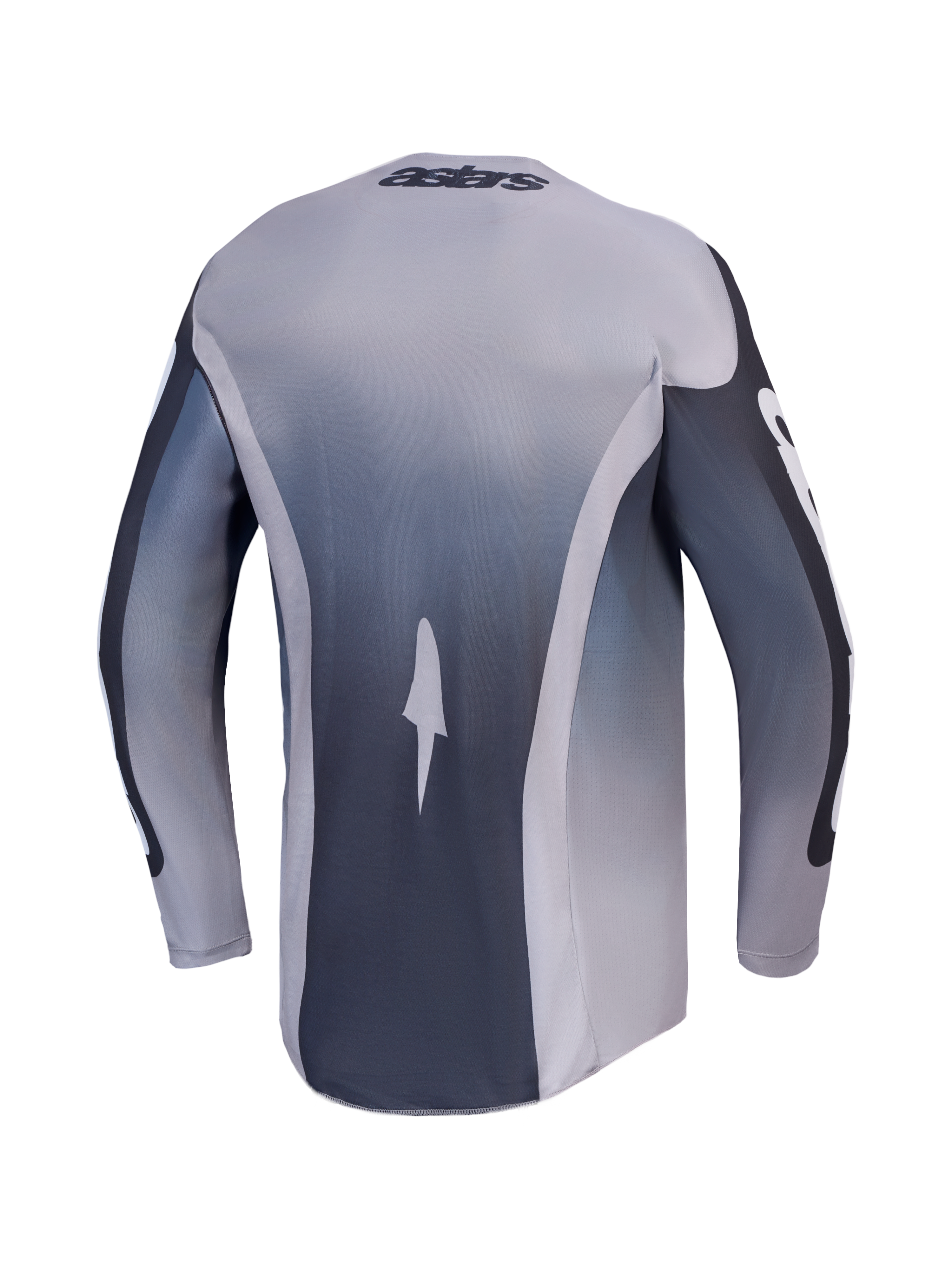 Alpinestars 2027 Racer Amber, camisola de motocross em cinzento e cinza carvão, vista traseira, tecido que absorve a humidade