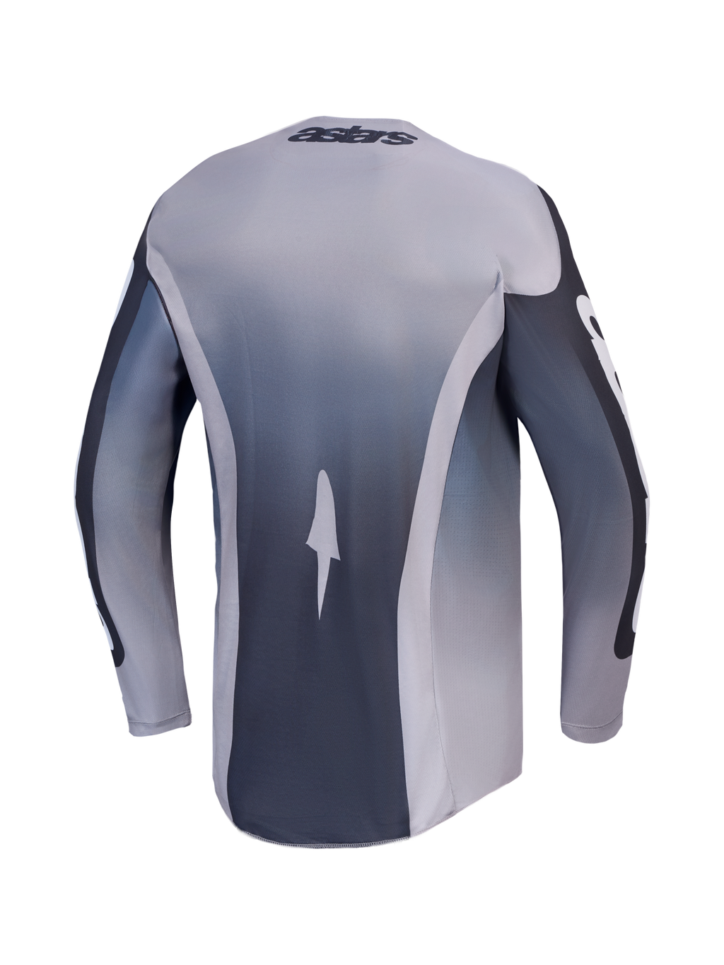 Alpinestars camisola Racer Amber, camisola de motocross para homem, cinzenta e lilás claro, vista traseira, em polifabric leve e respirável para off-road