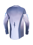 Alpinestars camisola Racer Amber e 2027 Gear Set, camisola de motocross para homem, cinzenta e azul, vista traseira com painéis de malha respiráveis.
