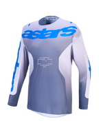 Alpinestars Racer Amber, camisola de motocross para homem, cinzenta e azul, em politecido ventilado com absorção de humidade.
