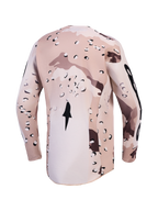 Alpinestars Camisola Racer Lone, camisola de motocross para homem, camuflado desert e preto, vista traseira com bainha traseira alongada para maior cobertura.