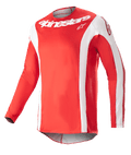Alpinestars 2023 Techstar Arch Jersey, Motocross Jersey, Mars Red and White, white Alpinestars wordmark on chest, perforated athletic fabric, long sleeves with white accents, sporty design for off-road racing