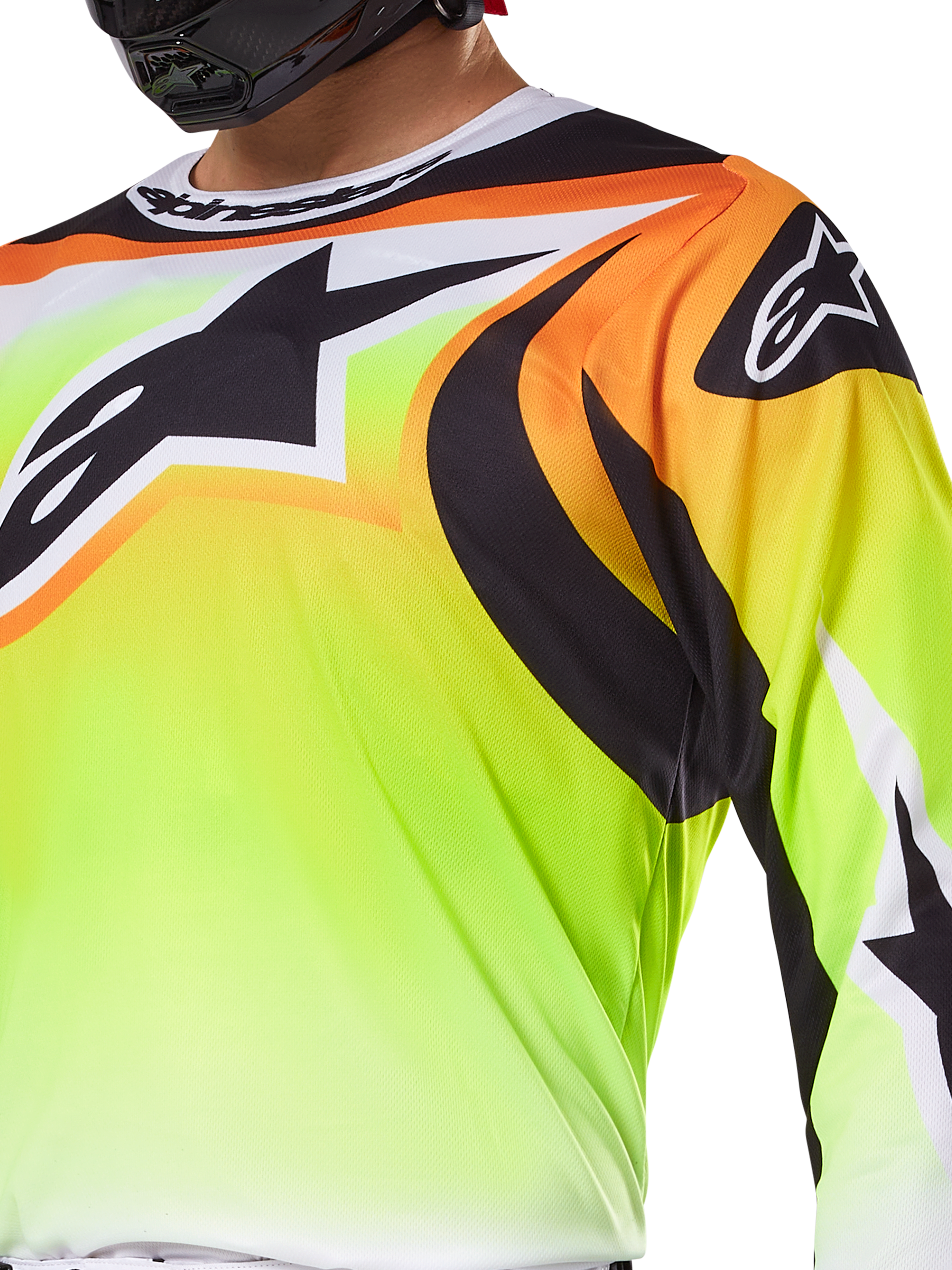Conjunto de Equipamento Alpinestars 2025 Fluid Wurx, camisola e calças de motocross, amarelo, com grafismos pretos e logótipos arrojados, equipamento de competição de alta performance para pilotos de todo-o-terreno e motocross