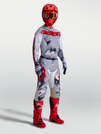 Alpinestars Camisola Racer Air Lone, camisola de motocross para homem, cinzenta camuflada e vermelha, malha respirável