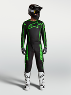 Alpinestars Calças Fluid Apex V2, calças de motocross para homem, pretas e verde fluo, equipamento de corrida completo com botas brancas