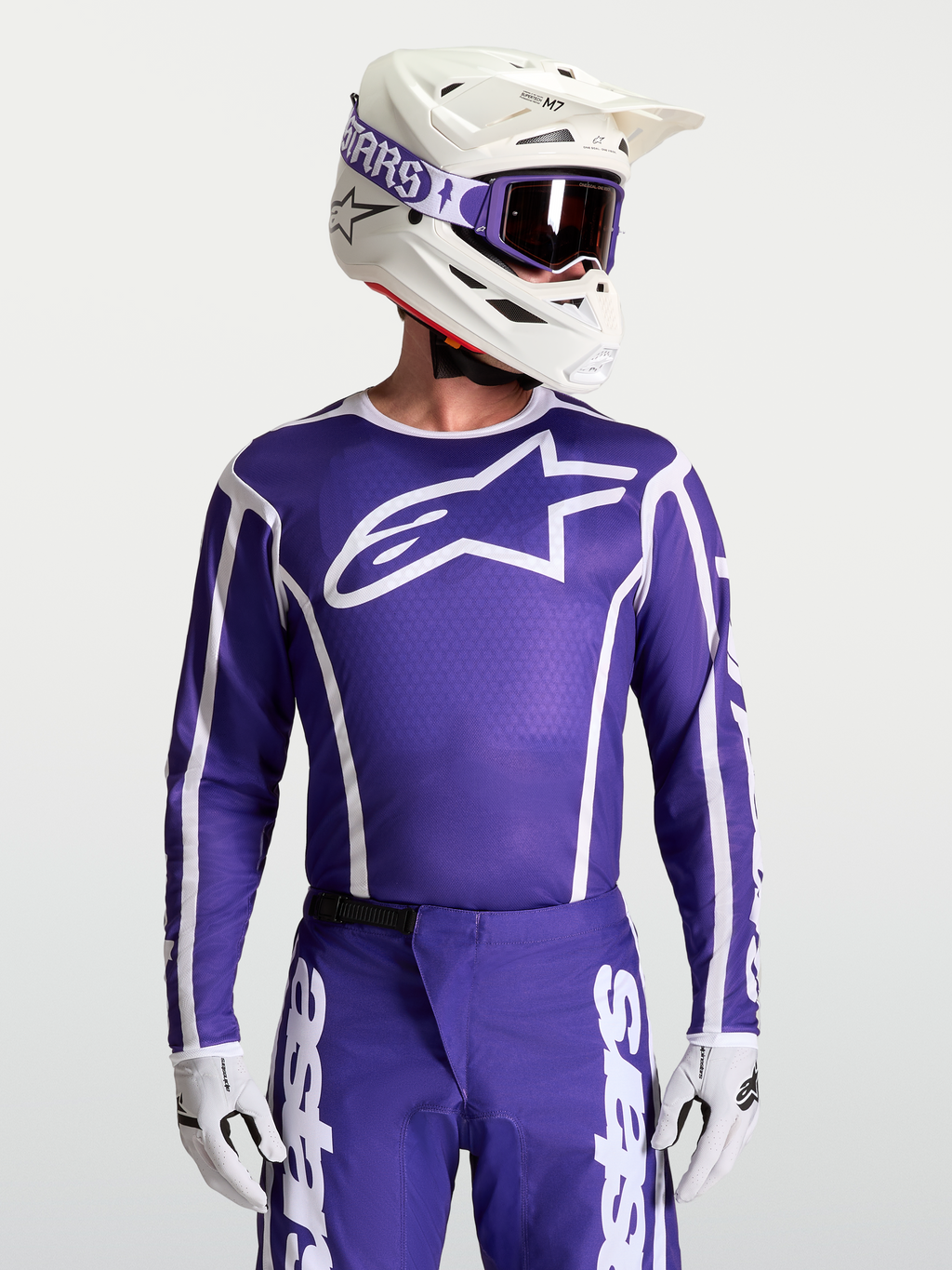 Alpinestars Camisola Fluid Apex V2, camisola de motocross unissexo, azul profundo e branca, em polifabric respirável com ajuste atlético e logótipo Astars no peito